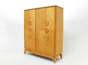 Petite armoire cabinet art deco frêne et laiton 1950
