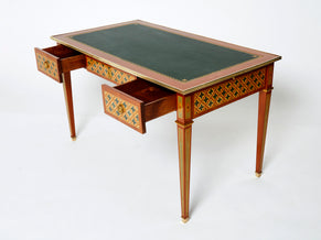 French Louis XVI neoclassical desk mahogany colored marquetry 1970s