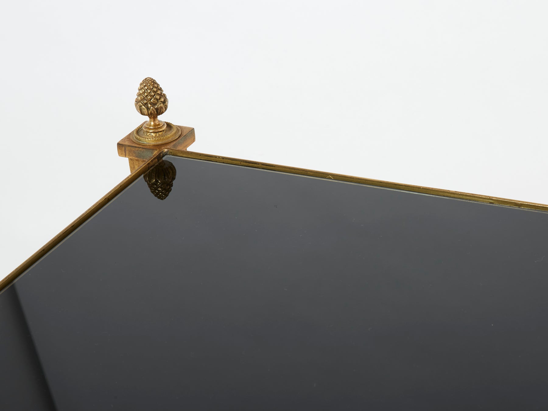 Table basse Maison Ramsay fer doré laiton opaline noire 1960 wrought 