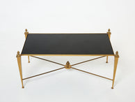 French Maison Ramsay gilded wrought iron opaline coffee table 1960s