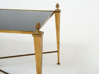 French Maison Ramsay gilded wrought iron opaline coffee table 1960s