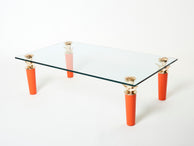 Orange lacquered and bronze glass coffee table by Garouste & Bonetti 1995