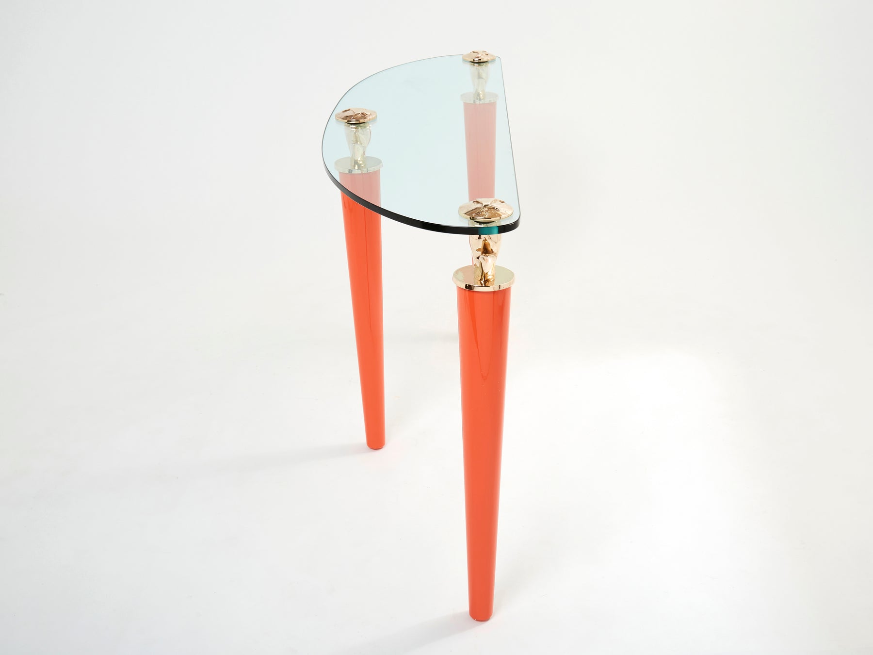 Orange lacquered and bronze glass console table by Garouste & Bonetti 1995
