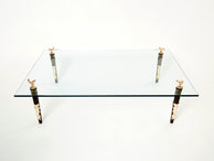 Rare table basse acajou bronze verre signée Garouste & Bonetti 1995