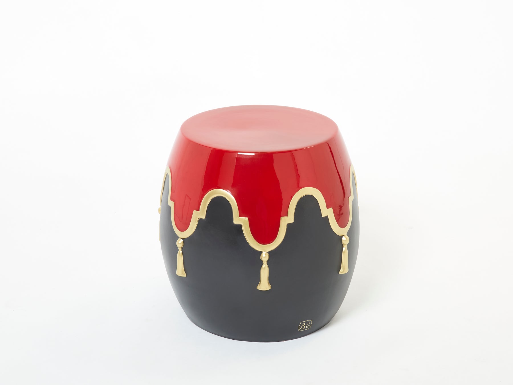 Garouste & Bonetti signed ceramic stool side table 1990
