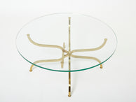 Rare Georges Geffroy Gilt Brass glass Coffee Table 1960s