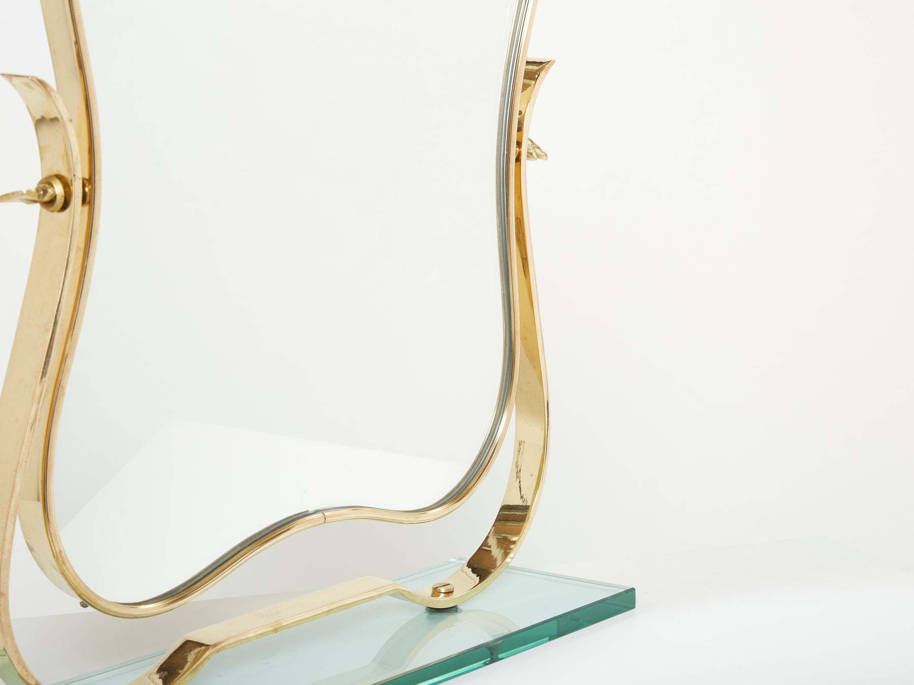 Miroir de table Italien laiton verre Gio Ponti pour Fontana Arte 1950 