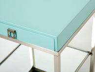 Blue lacquer steel end tables nighstands Guy Lefevre Maison Jansen 1970s