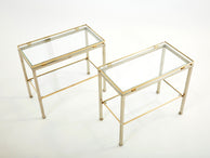 Brass steel two-tier end tables by Guy Lefevre for Maison Jansen 1970s