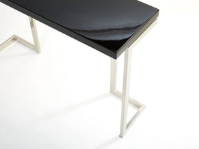 Guy Lefevre for Maison Jansen black lacquer chrome console table 1970s