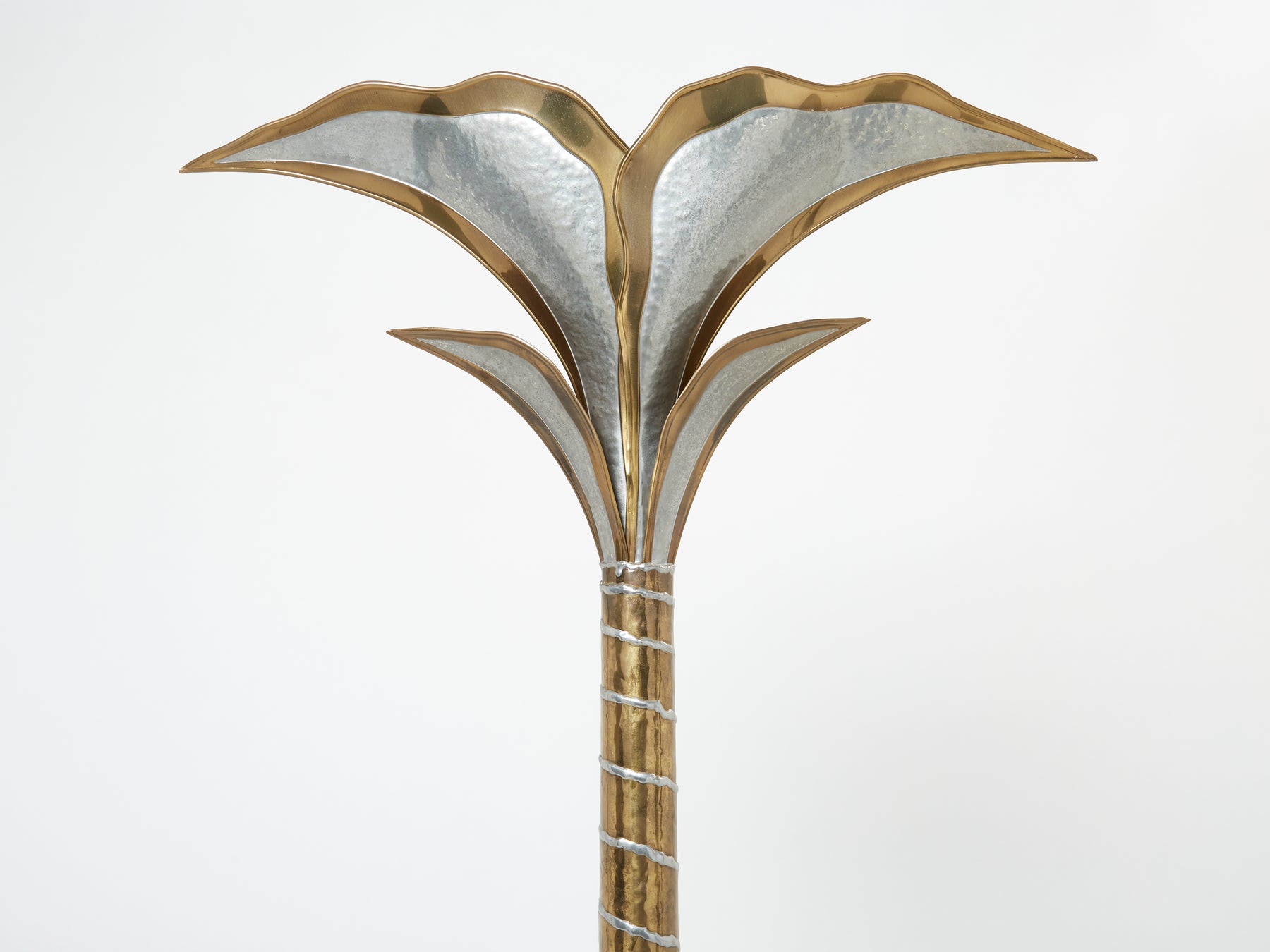 French Brass Nickel Floor Lamp by Henri Fernandez for Honoré Paris 1970s
