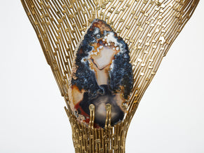 Henri Fernandez brass agate stone table lamp Nefertiti 1970s