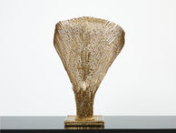 Rare lampe laiton pierres par Henri Fernandez pour Maison Honoré 1970 