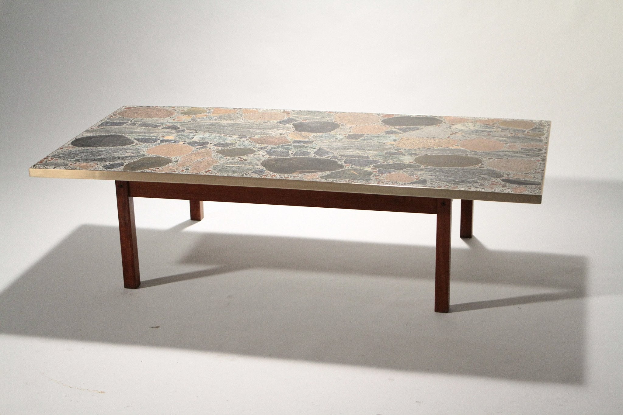 Large stones and brass coffee table by Torbjörn Afdal 1960’s