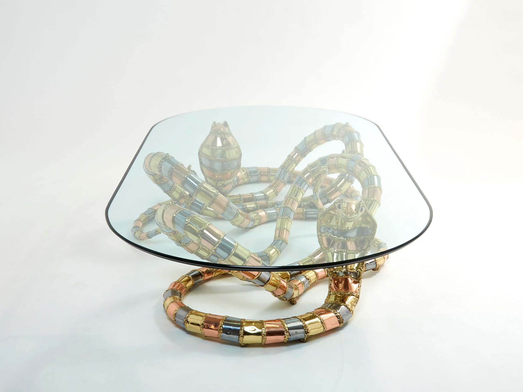 Signed Isabelle Faure cobra sculpture XL coffee table 1970s