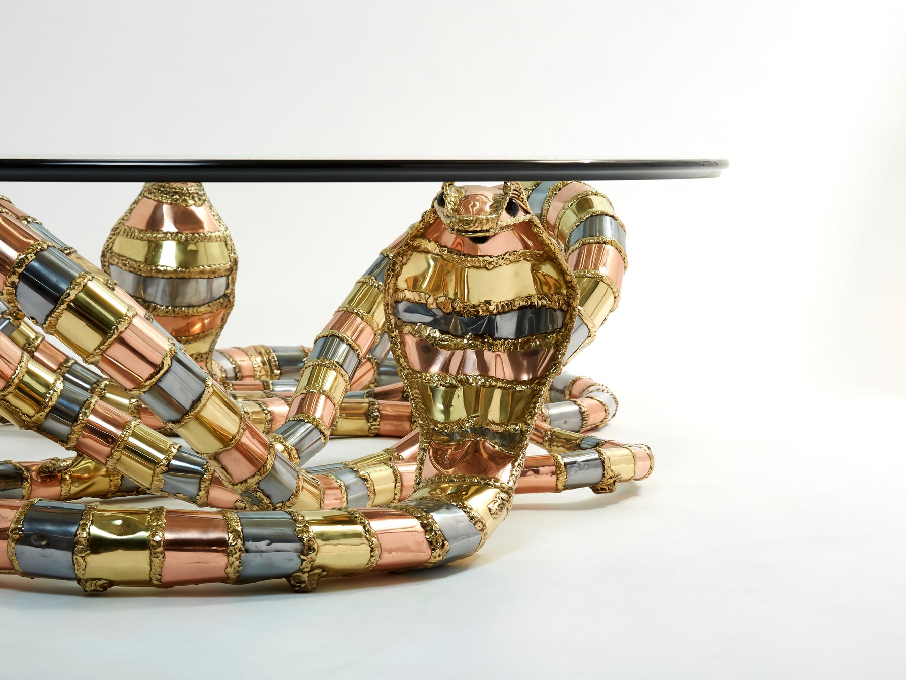 Très grande table basse Sculpture Cobra signée Isabelle Faure 1970