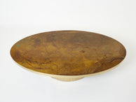 Large oval Isabelle and Richard Faure oxidized brass coffee table 1970s