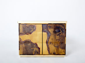 Rare paire de cabinets laiton oxydé par Isabelle et Richard Faure 1970