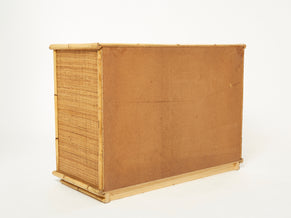 Italian Dal Vera bamboo rattan and brass chest of drawers 1970s