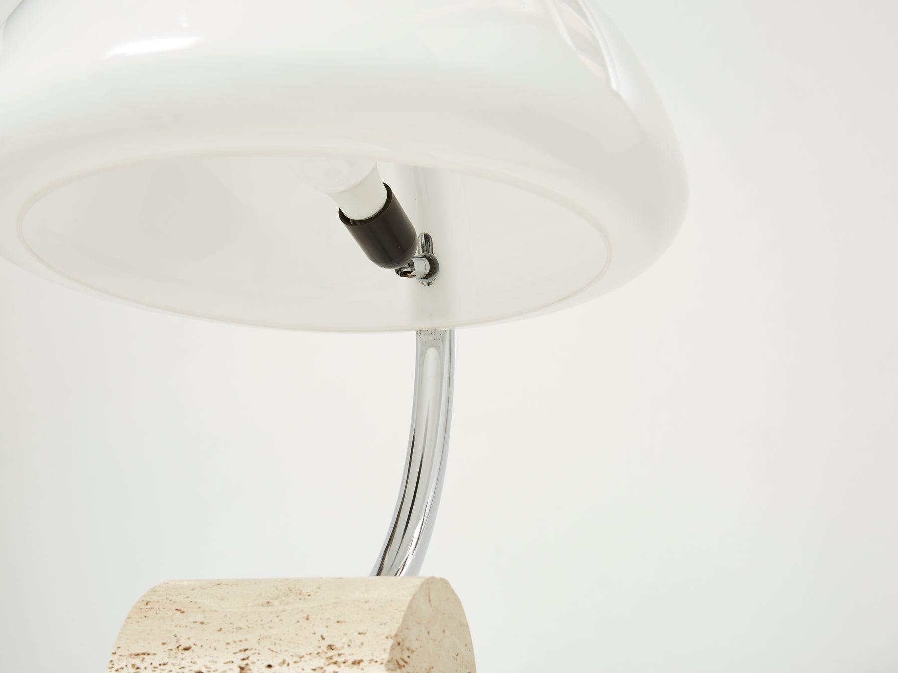 Italian Elio Martinelli Serpente chrome travertine table lamp 1960s