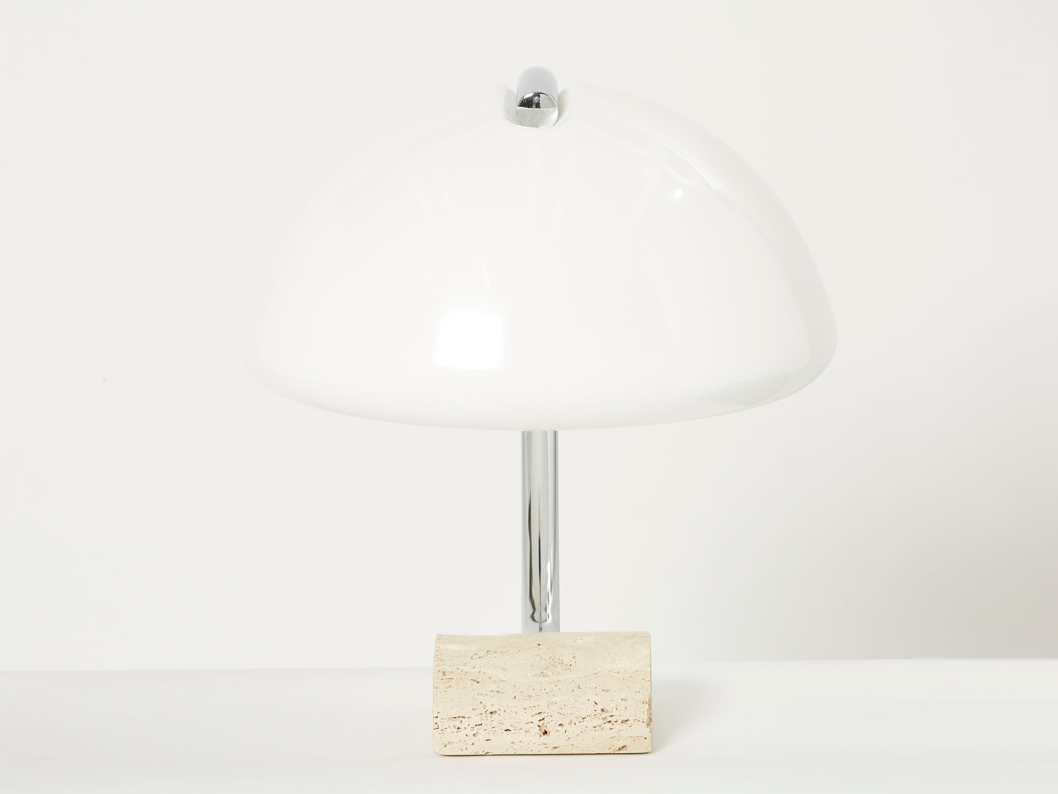  Lampe italienne chrome travertin 1960