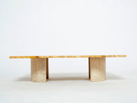 Italian Sienna yellow marble and travertine coffee table 1970s