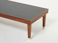 Jacques Adnet mahogany brass modernist coffee table 1950s