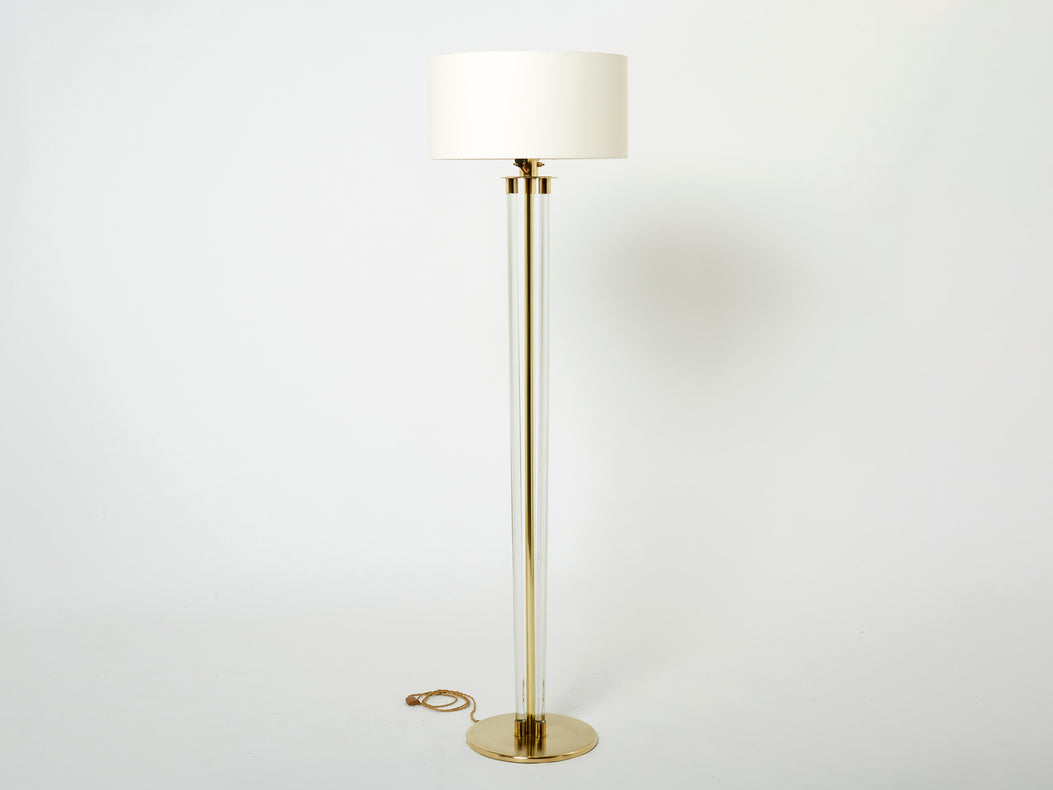 Jacques Adnet modernist lucite brass floor lamp 1950s