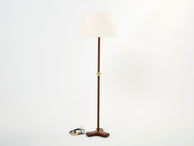 Jacques Adnet modernist stitched brown leather floor lamp 1950s