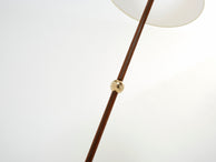Jacques Adnet modernist stitched brown leather floor lamp 1950s