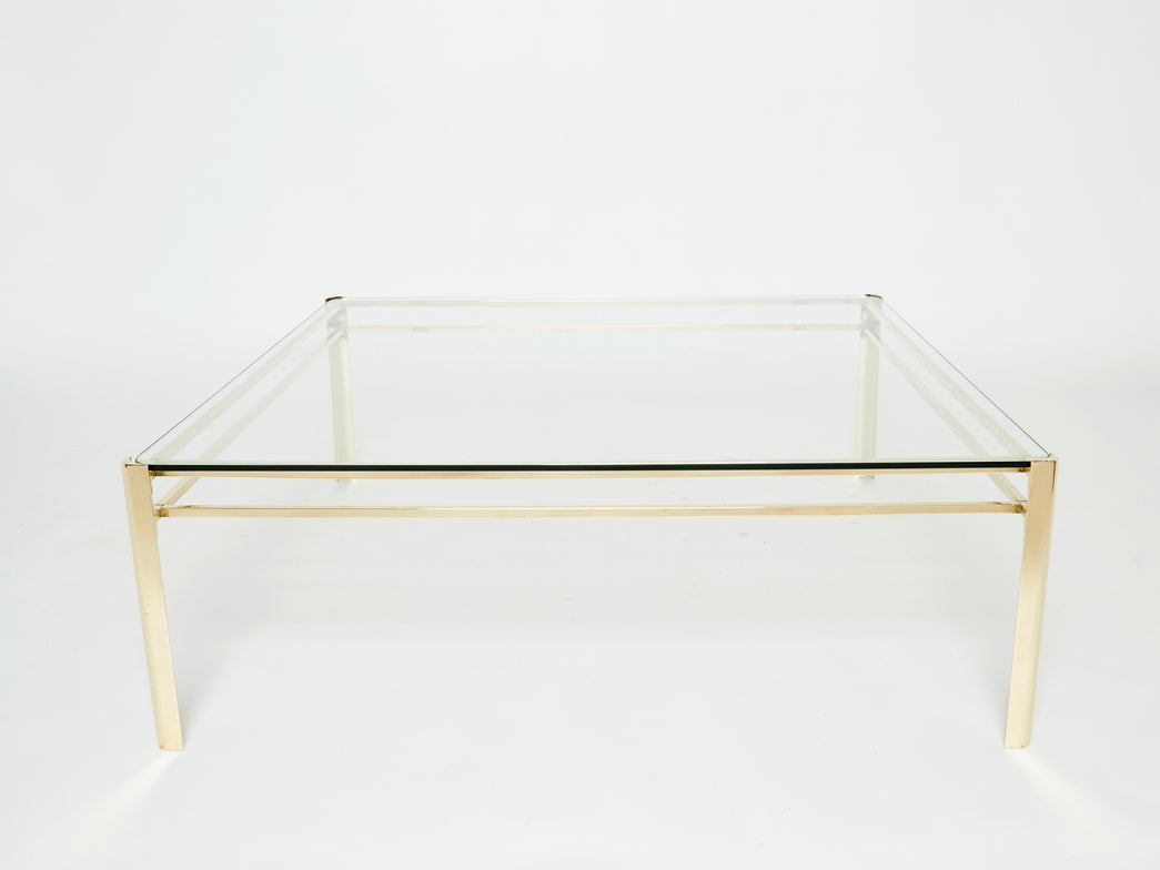 Signed large square bronze coffee table J.T. Lepelletier for Broncz 1960s