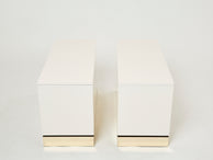Pair of trunk end tables by J.C. Mahey brass white lacquered 1970s
