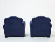 Pair of french art deco velvet club armchairs Attr. Jules Leleu 1940s