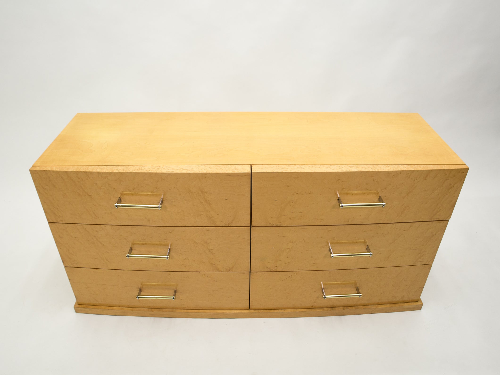 Large French Art deco commode sycamore and brass handles 1940s