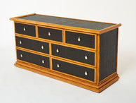 Large French bamboo rattan and brass chest of drawers 1960s