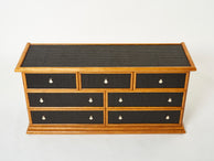 Large French bamboo rattan and brass chest of drawers 1960s
