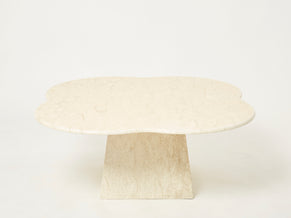 Large clover shaped coffee table made of Italian travertine 1970s
