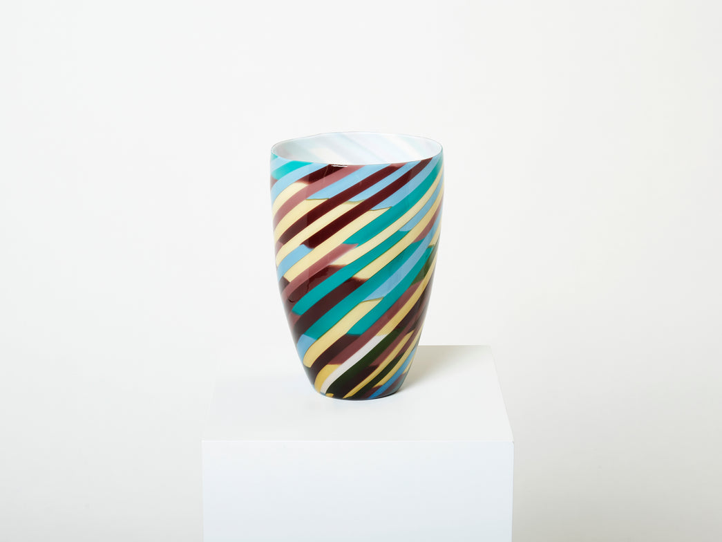 Laura de Santillana pour Venini grand vase verre soufflé Klee 1984