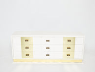Luciano Frigerio off white lacquered brass commode chest 1970s