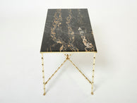 French Maison Jansen bamboo brass portor marble coffee table 1960s