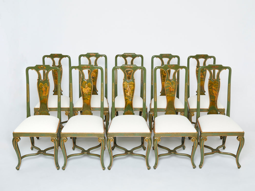 Set de 10 chaises de style Queen Anne par Maison Jansen vers 1940