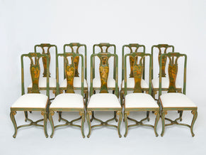 Set of ten french Maison Jansen Queen Anne style chairs 1940s