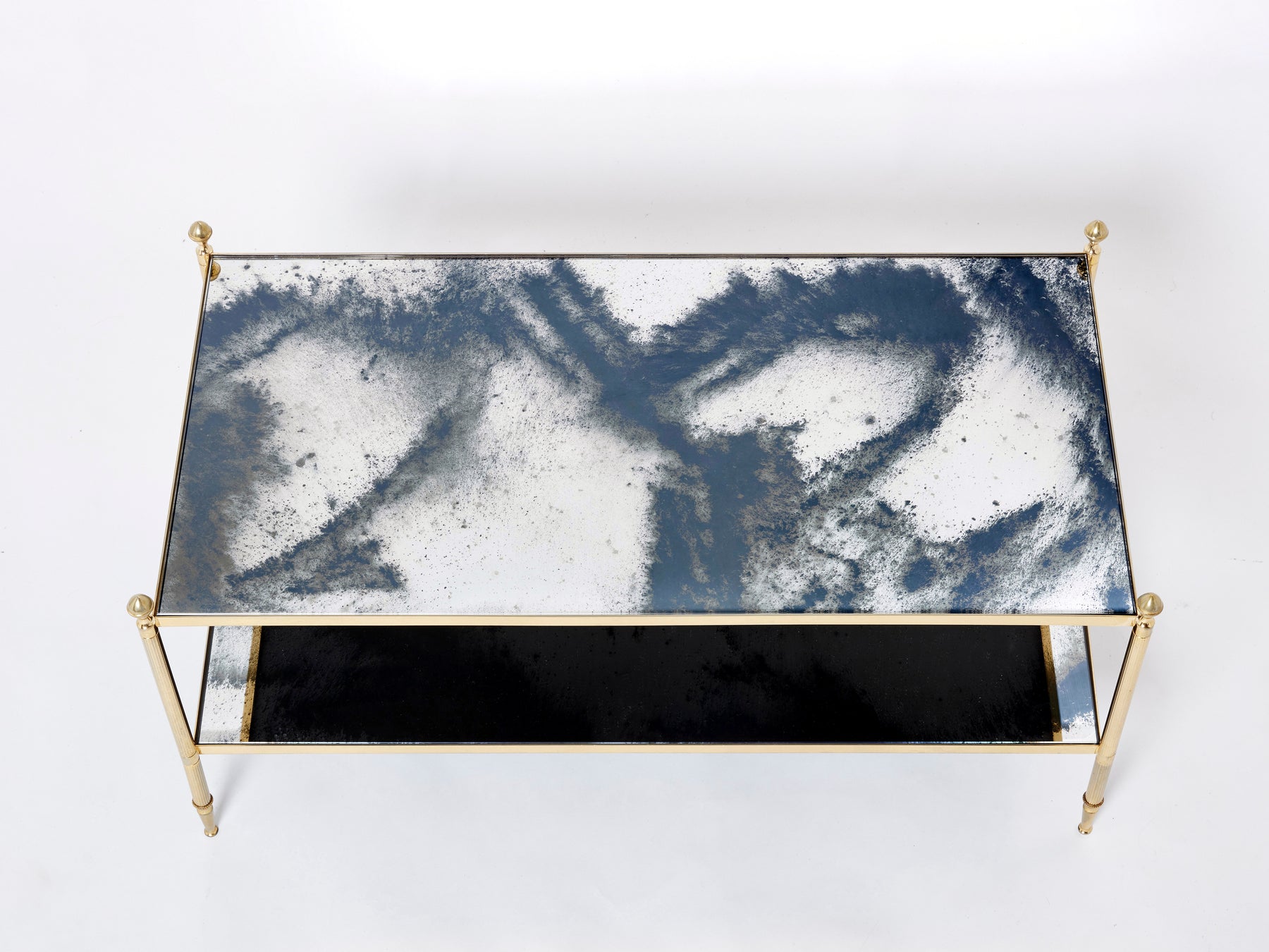 Table basse laiton chrome miroir décoré Maison Jansen 1970