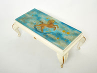 Maison Jansen gilded wood painted glass top coffee table 1950