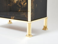 Rare golden lacquer and brass Maison Jansen secretary cabinet 1970s