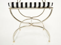Set of twelve steel brass velvet curule chairs by Maison Jansen 1960s