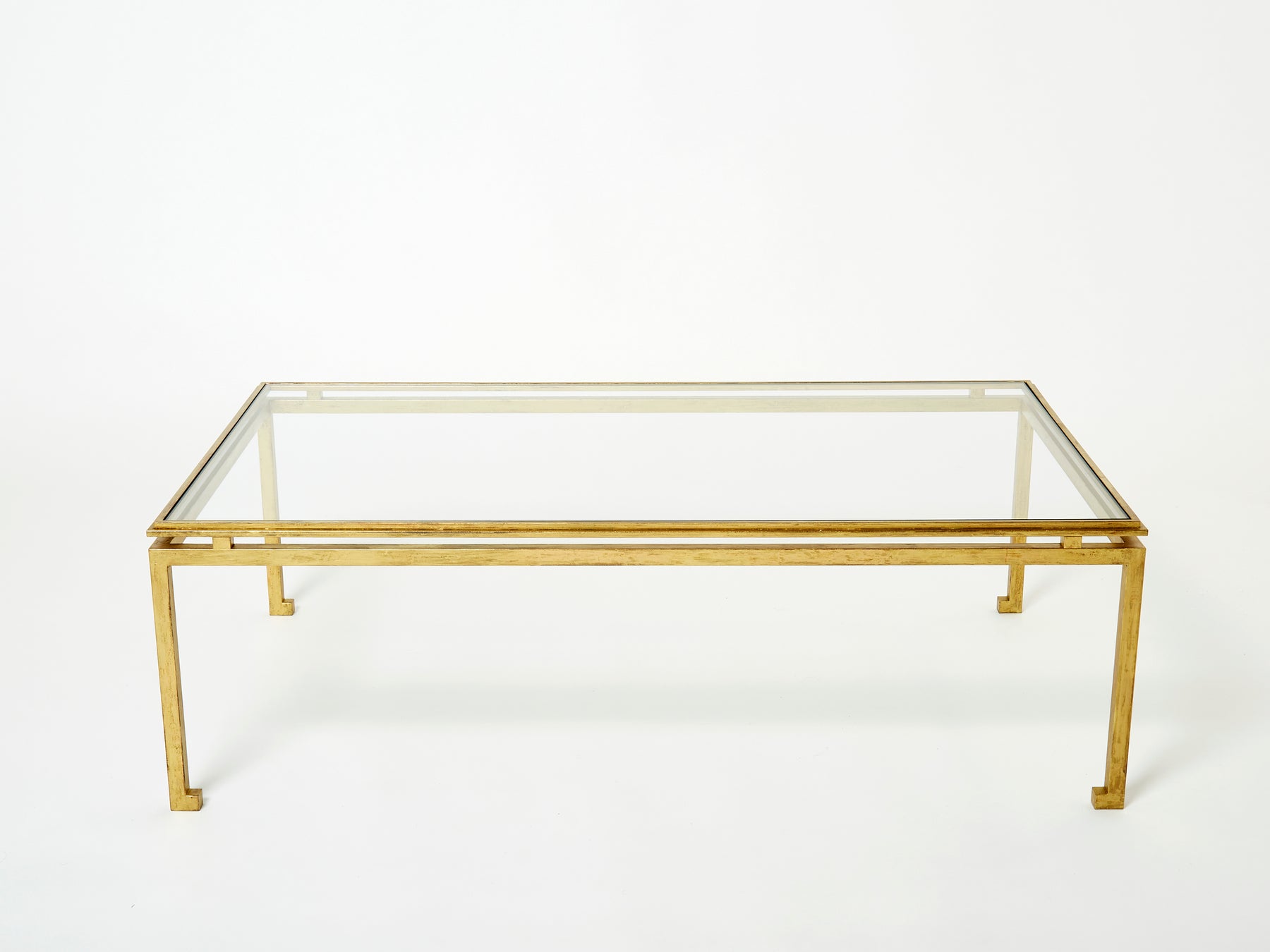 Maison Ramsay coffee table gilded iron glass 1950