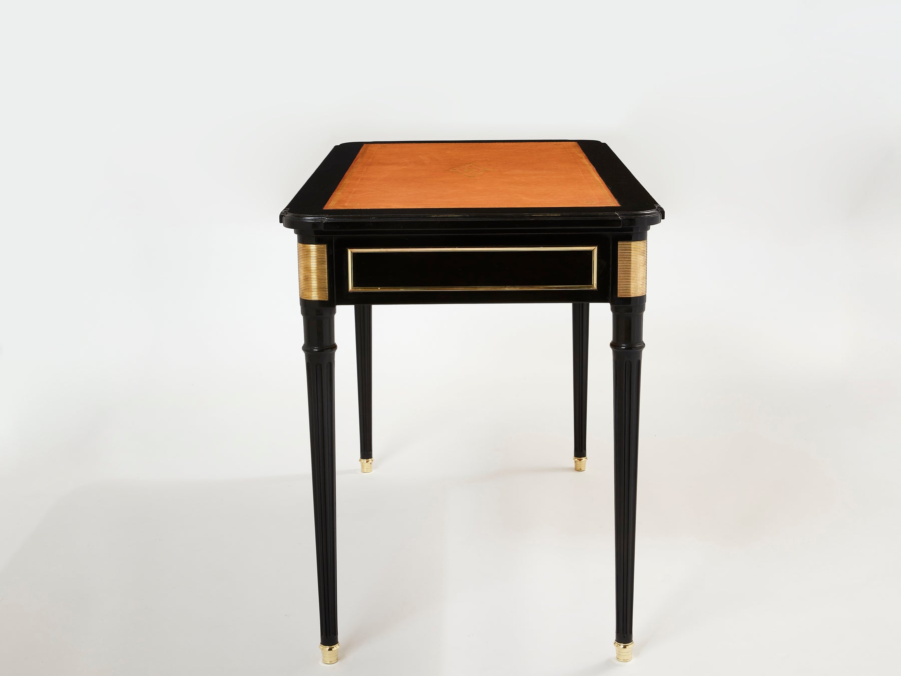 Stamped Maurice Hirsch Louis XVI ebonized desk bureau plat 1960s