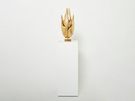 Michel Armand gilt bronze modernist Flame sculpture table lamp 1970