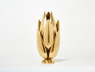 Michel Armand gilt bronze modernist Lotus sculpture table lamp 1970